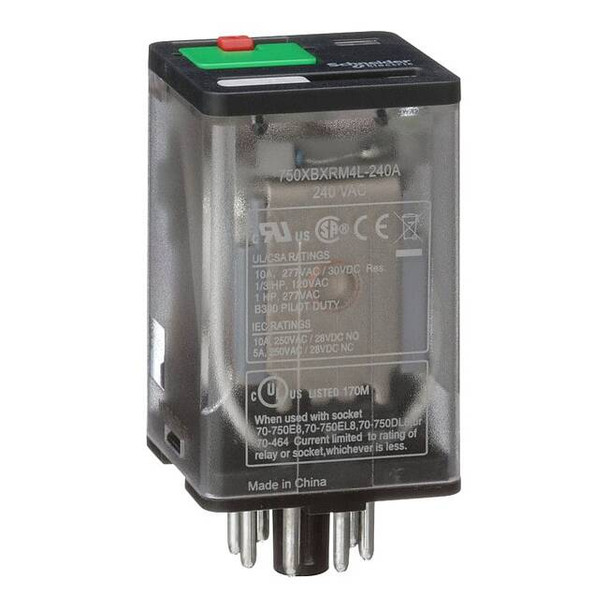 Plug-In, General Purpose Relay, Octal, 10 A, 8 Pins, Pin