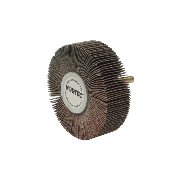 Wolverine® Mounted Flap Wheel, Unthreaded, 1/4 in dia Stem x 3 in dia x 1 in W, 60 Grit, 23000 RPM Pack of 10