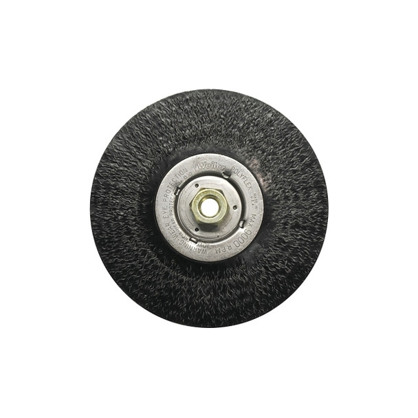 Crimped Wire Wheel, 7 in D x 3/16 in W, .014 in Steel Wire, 9,000 rpm Pack of 2