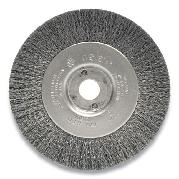 Narrow Face Crimped Wire Wheel, 4 in dia x 1/2 in W Face, 0.006 in Stainless Steel Wire, 12500 RPM Pack of 2