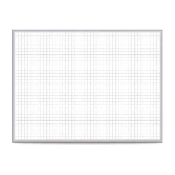 Dry Erase Board, Steel, 24 in, 36 in, Aluminum Frame, White/Gray, Gloss