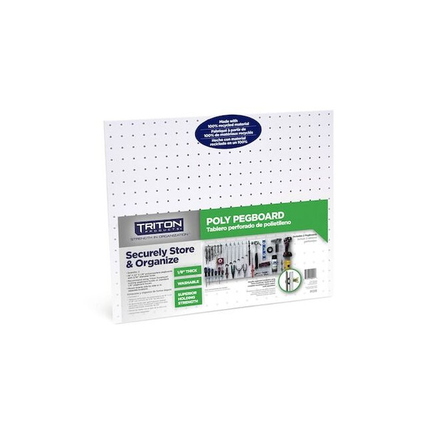 Pegboards W/ 3" Hole Size, 22" W x 18" H x 1/8" D, Polypropylene, White, PK2
