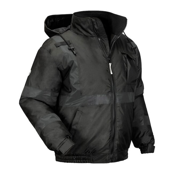 Ergodyne Hi-Vis Bomber Jacket, 300D Oxford Polyester, Lime/Black, 5XL 8377EV
