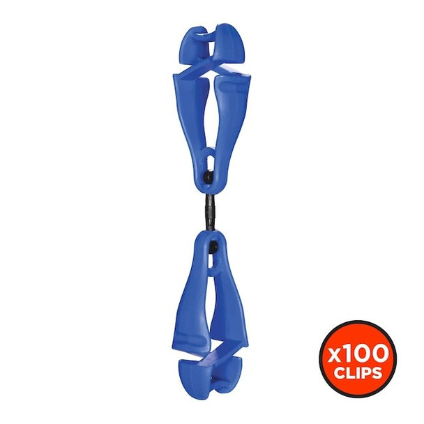 Ergodyne Swivel Glove Clip Holder, Dual Clips, Blue, PK100 3420-BULK