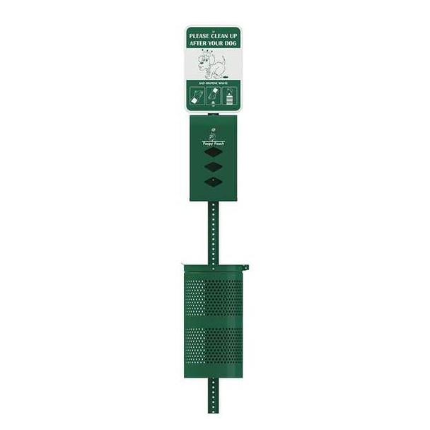 Poopy Pouch Pet Waste Station, Vertical, Green, 17 gal. PP-SD-01-3R200-WP