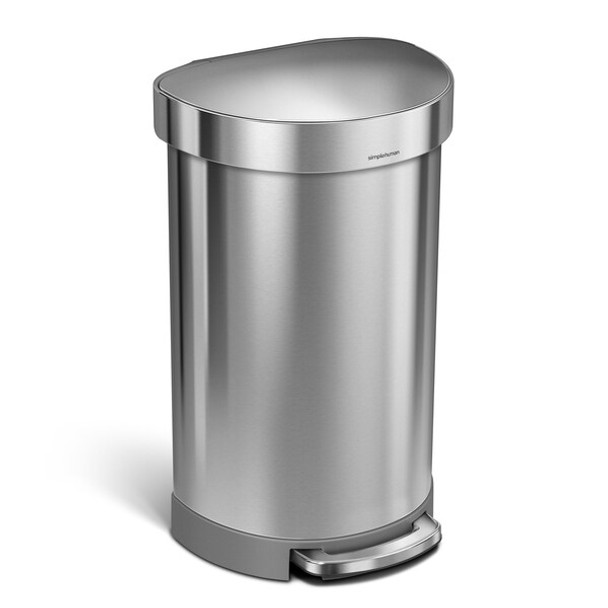 Simplehuman Step-OnTrashContainer,Silver,12gal,SS CW2030