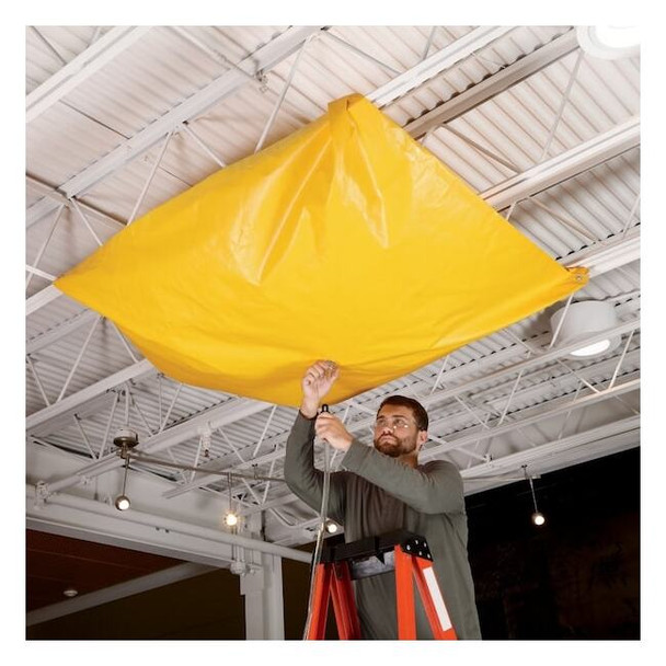 Pig Magnetic Roof Leak Diverter Tarp Yellow 5' L x 5' W TLS1999-YW