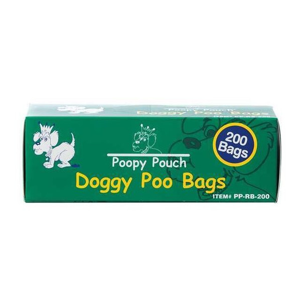 Poopy Pouch Unscented 3/4 gal Pet Waste Bags, Green, 2000 Bags,PK10 PP-RB-200