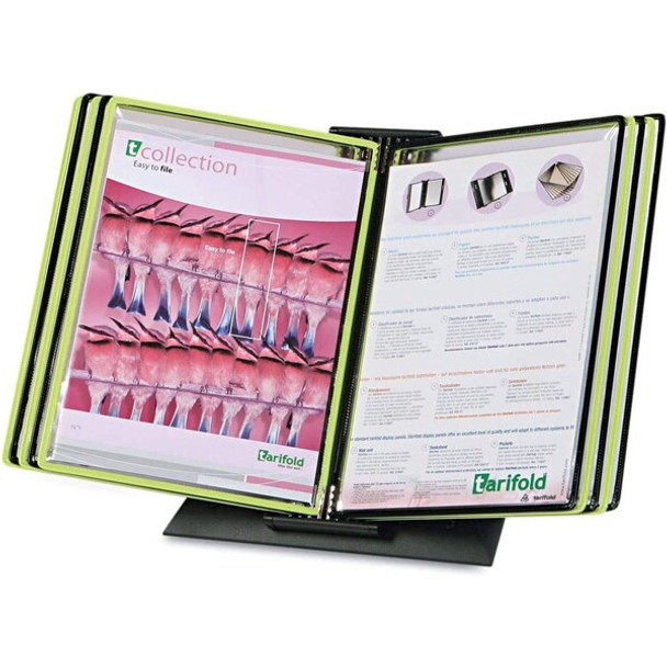 Tarifold Black Line Desk Stand,5 Blk/5 Gn,Pockets DBL291