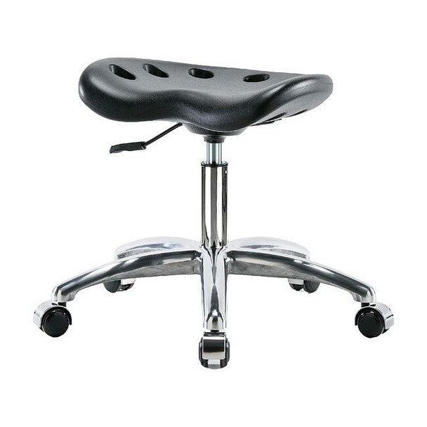 Tractor Stool, Polyurethane, Black, 17 in to 22 in Seat Height
