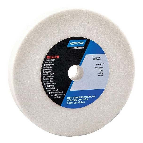 Norton Abrasives Grinding Wheel, T1, 4x1/2x1/2, AO, 60G, PK5 66243529947