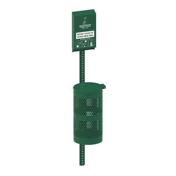 Poopy Pouch Pet Waste Disp. Station,Green,3-1/2 gal. PP-H-KIT