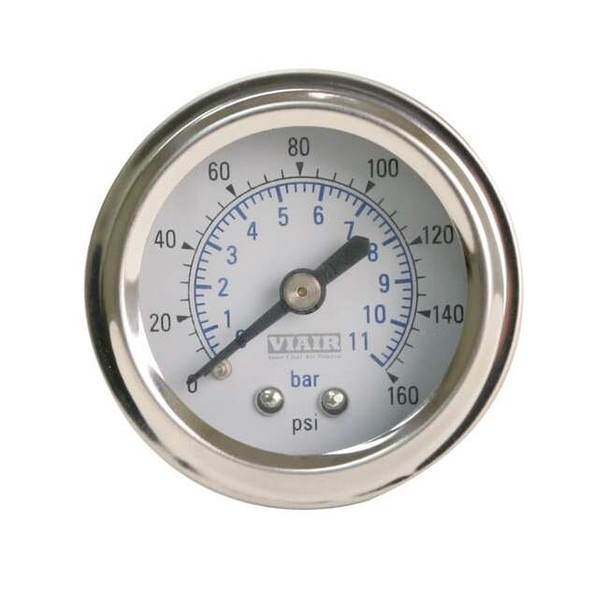 Viair Sngl Needle Gauge,Whte Face,160 psi,1.5" 90084