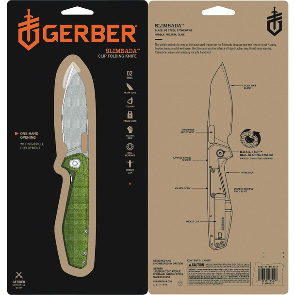Gerber Slimsada 3.47 In. Clip Folding Knife 31-004124