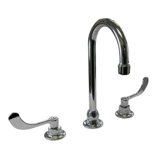 Manual Gooseneck Kitchen/Bathroom Faucet, 8" Mount, Chrome 3 Hole