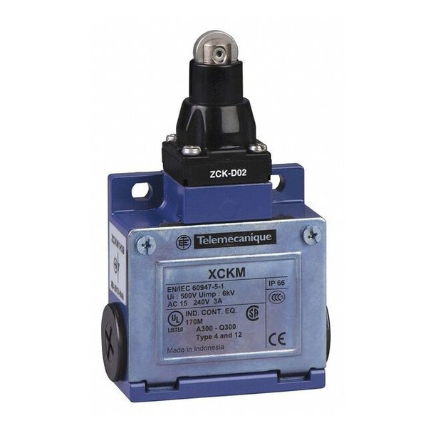 Limit Switch, Plunger, Roller, 1NC/1NO, 10A at 240V AC, Actuator Location: Top