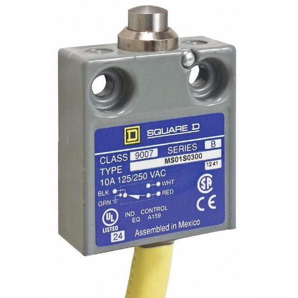 Telemecanique Sensors Limit Switch, Plunger, SPDT-1NO/1NC 9007MS01S0300