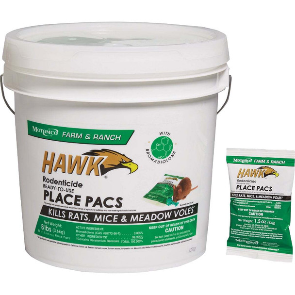 Hawk 8 Lb. Rats, Mice, & Meadow Voles Place Pacs 31186