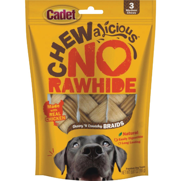Cadet Chewalicious Chewy 'N Crunchy Medium Chicken Braid Dog Treat (3-Count)