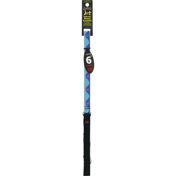 Lupine 3/4 In. x 6 Ft. Reflective Blue Paws Dog Leash 48409