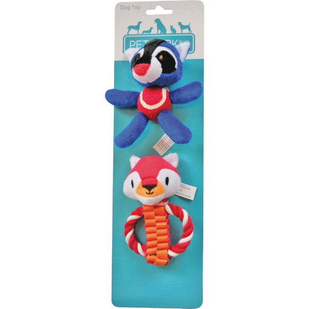 Boss Pet Pet Park Blvd Tossers Fox & Raccoon Dog Toy US2281 13