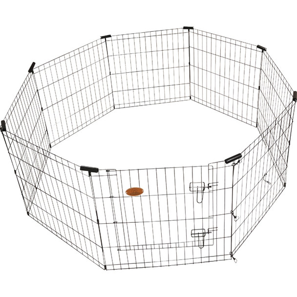 KennelMaster 30 In. H. x 24 In. W. Black Steel 8-Panel Exercise Pen EX8PEN3024