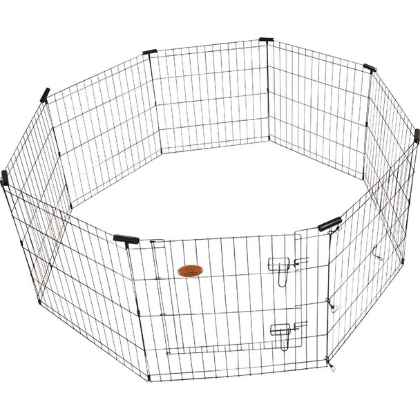KennelMaster 30 In. H. x 24 In. W. Black Steel 8-Panel Exercise Pen EX8PEN3024