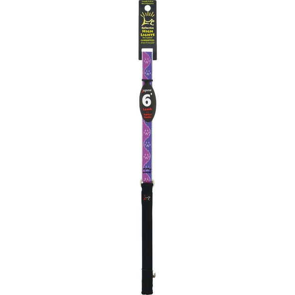 Lupine 3/4 In. x 6 Ft. Reflective Pink Paws Dog Leash 48509