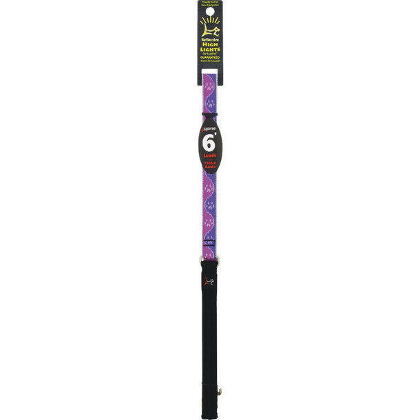 Lupine 3/4 In. x 6 Ft. Reflective Pink Paws Dog Leash 48509