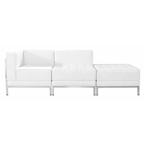 Flash Furniture Leather Lounge Set,3 pcs.,White ZB-IMAG-SET6-WH-GG Flash Furniture Leather Lounge Set,3 pcs.,White ZB-IMAG-SET6-WH-GG