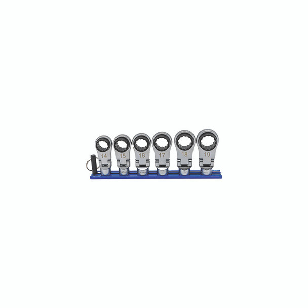 6 PC. 12PT NANO FLEX OFFSET RATCHETING ATTACHMENT SET - 3/8IN DRIVE (14 - 19MM) NORA150XL