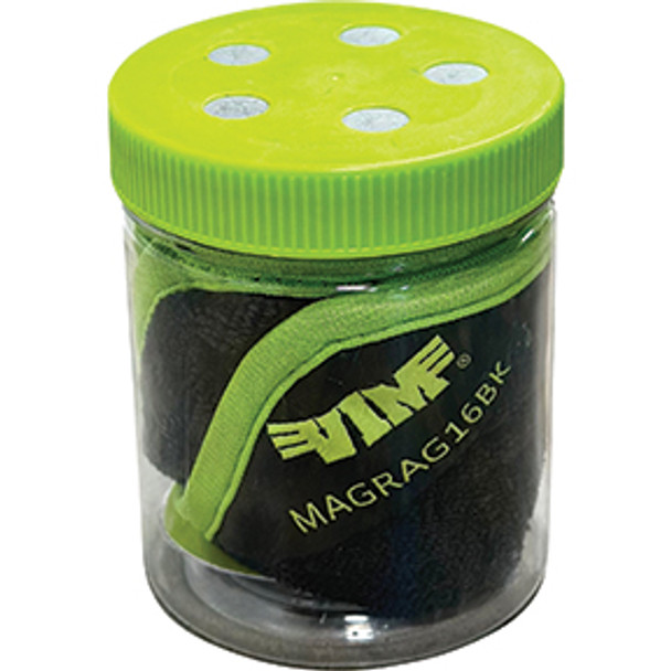 16'' X 16'' MAGNETIC MICROFIBER RAG - BLACK & GREEN MAGRAG16BK