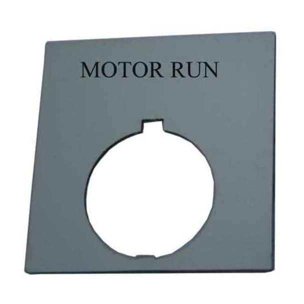 Eaton LegendPlate,MotorRun,Wht/Blk,Rectangular HT8SP81