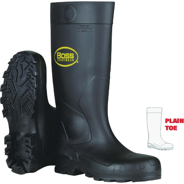 Boss Size 9 Black 16 In. Plain Toe PVC Waterproof Boot B380-8005/9