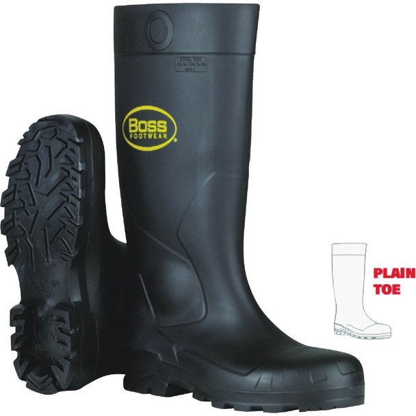 Boss Size 11 Black 16 In. Plain Toe PVC Waterproof Boot B380-8005/11