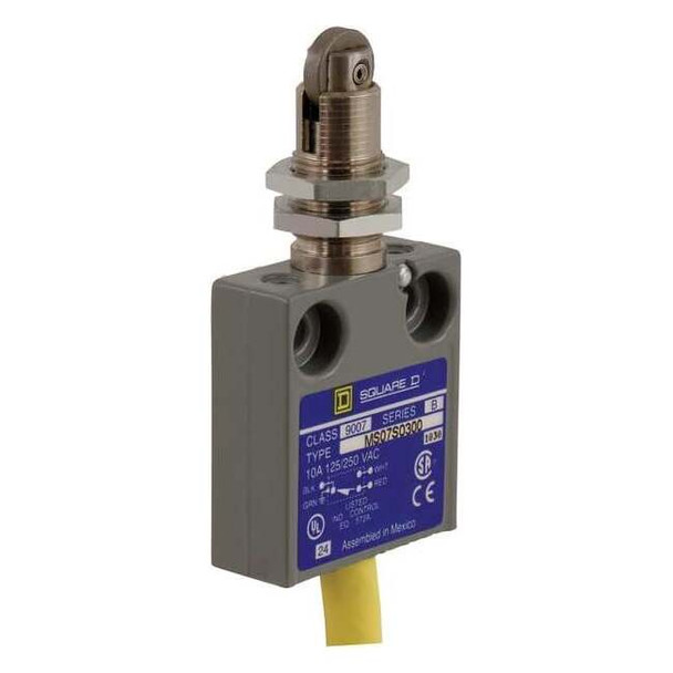 Limit Switch, Plunger, Roller, SPDT, 10A at 300V AC, Actuator Location: Top