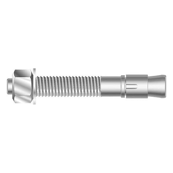GALV SUP-R-STUD + Wedge Anchor, 1/2" Dia., 4-1/4" L, Steel Galvanized, 10 PK