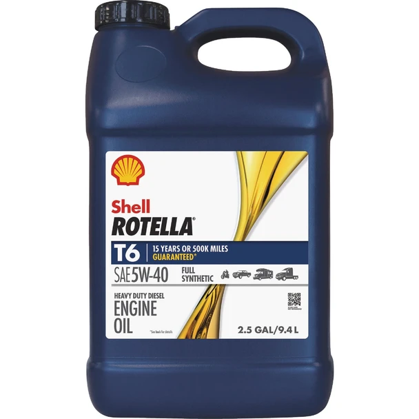 Shell Rotella T6 Full Synthetic 5W-40 Diesel Engine Oil, 2.5 Gal. Pack of 2