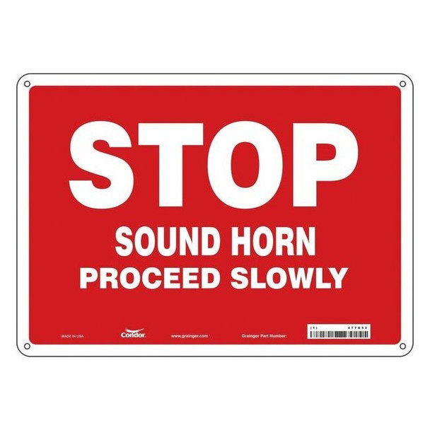 No Header, Stop Sound Horn Proceed Slowly, 14" W x 10" H, Rectangle, Plastic