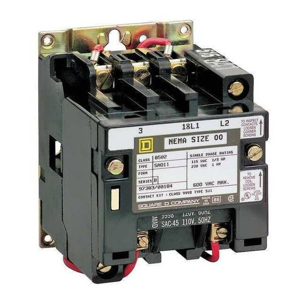 Square D 480VAC Non-Reversing Magnetic Contactor 3P 27A NEMA 1 8502SCO2V06