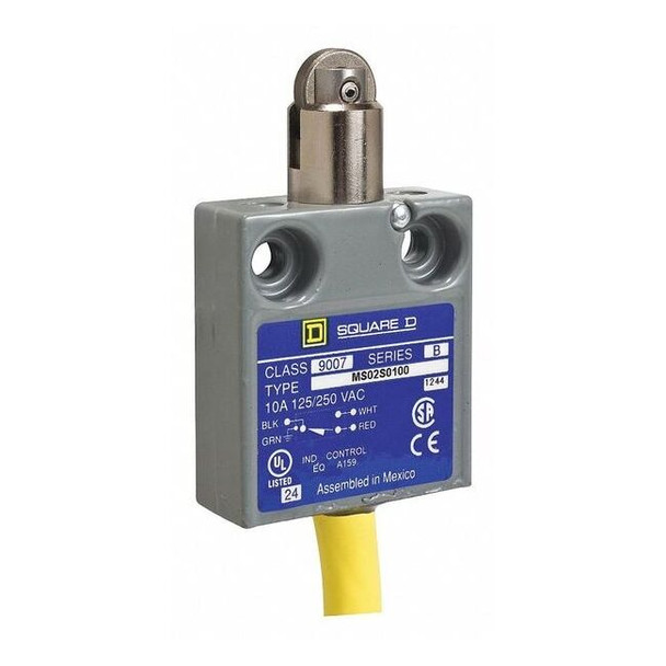 Limit Switch, Plunger, Roller, SPDT, 10A at 300V AC, Actuator Location: Top