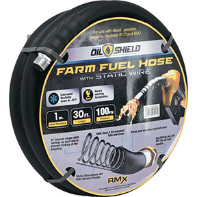 OilShield 1in x 30ft Rubber Farm Fuel Transfer Hose with Static Wire OSFHONE30
