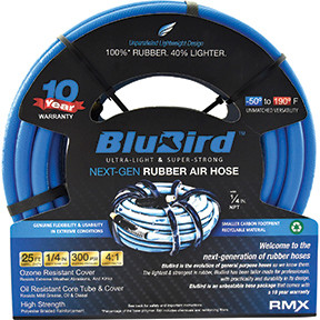 BluBird Rubber Air Hose Assembly 1/4in x 25ft BB1425