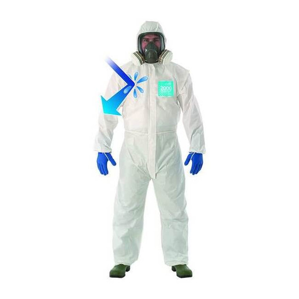 Ansell Hooded Coverall, L, White, Microporous Laminate 68-2000C
