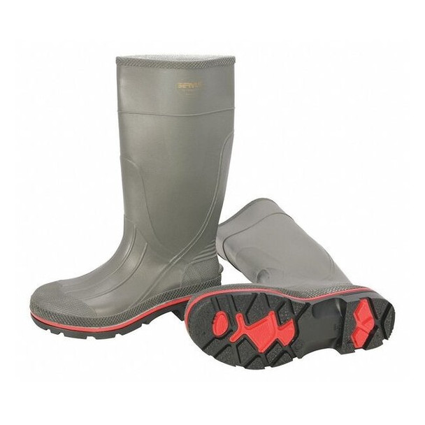 Men's Servus Pro(R) Rubber Boot, Plain Toe, 15" Height, Gray/Red/Black, 6