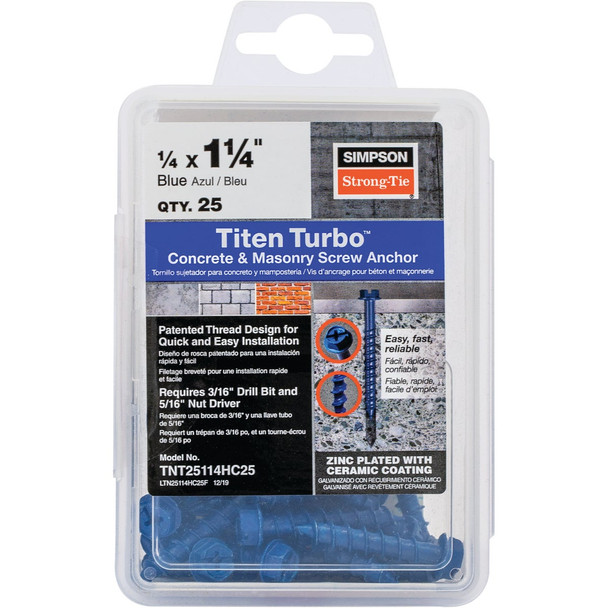 Titen Turbo 25 1/4x1-1/4 Hex Screw TNT25114HC25