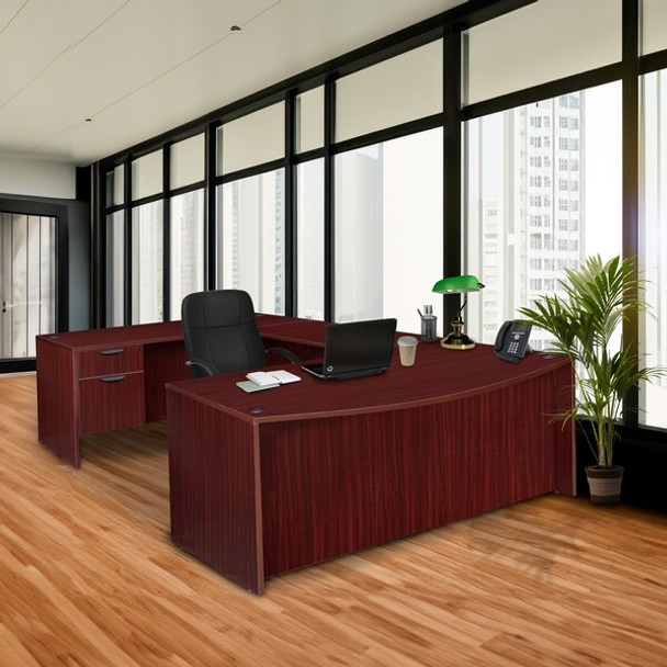 Pedestal Desk Legacy 71" Bow Front Double Pedestal U-D, Mahogany