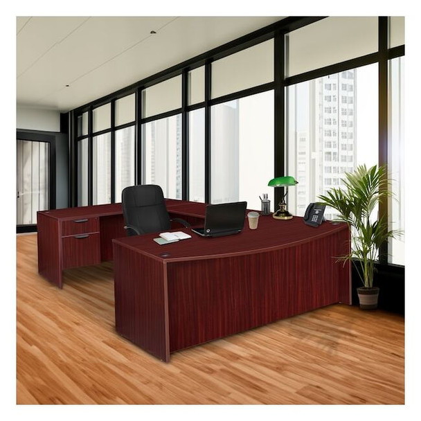 Pedestal Desk Legacy 71" Bow Front Double Pedestal U-D, Mahogany