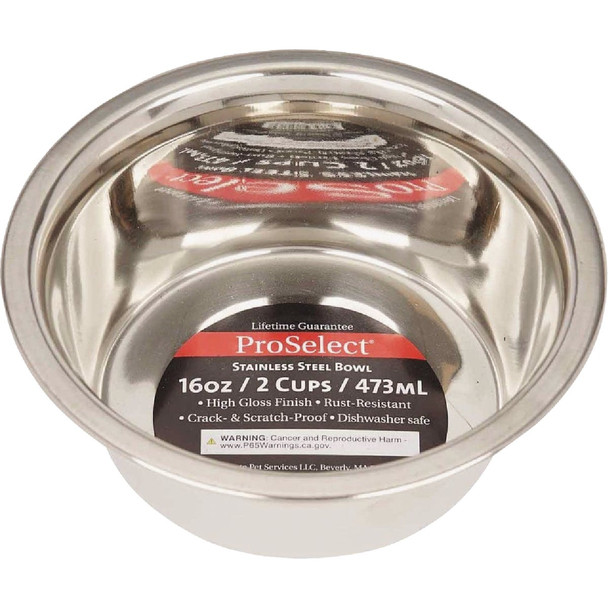 Boss Pet ProSelect 16 Oz. Heavy Stainless Steel Mirror Finish Dog Bowl ZW150 16