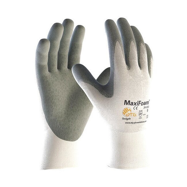 Coated Gloves, Foam Nitrile, Foam, Palm, 2 Abrasion Level, White, 2XL (11) 12 PK